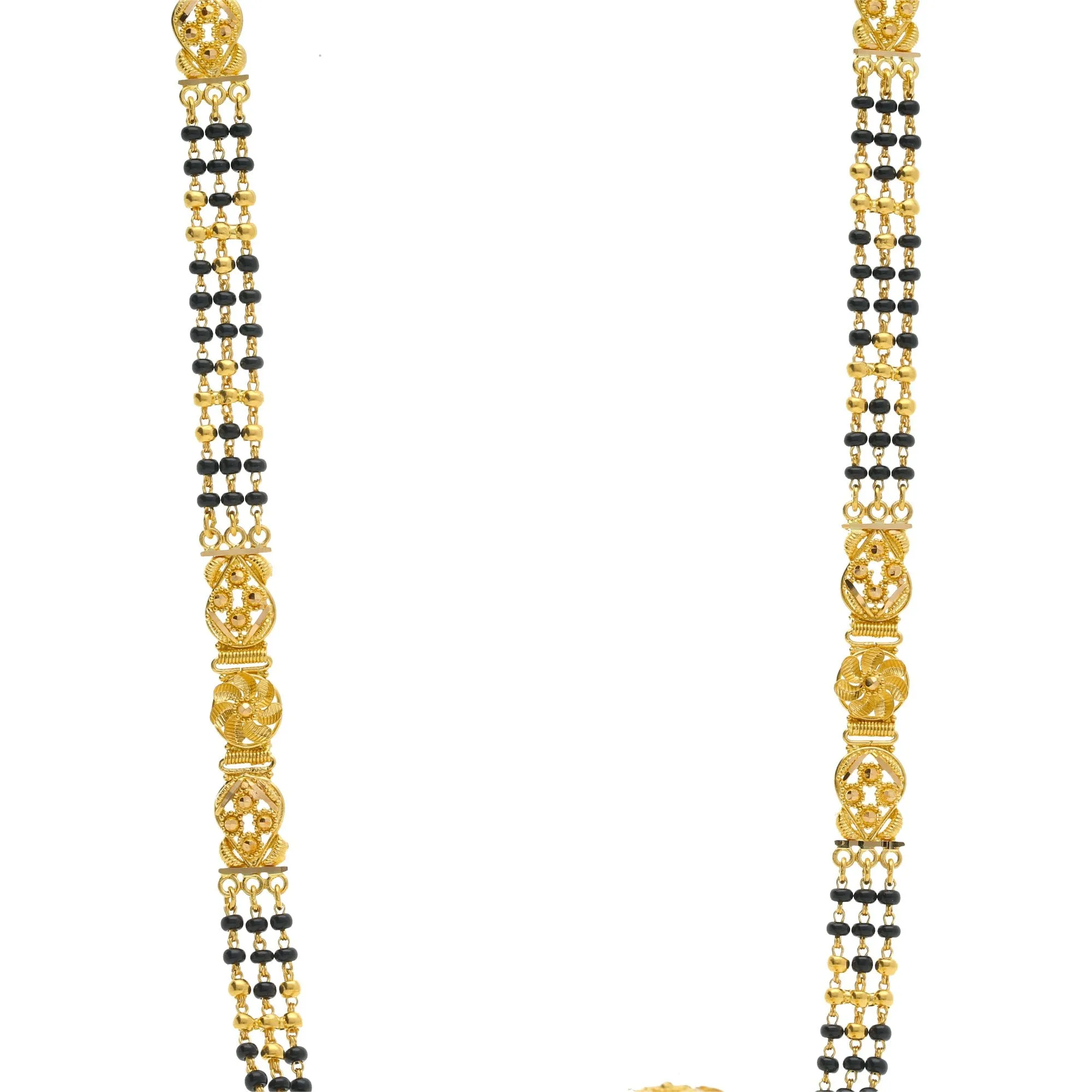 22K Gold Mangalsutra Black Beads Chain, Length 30inches