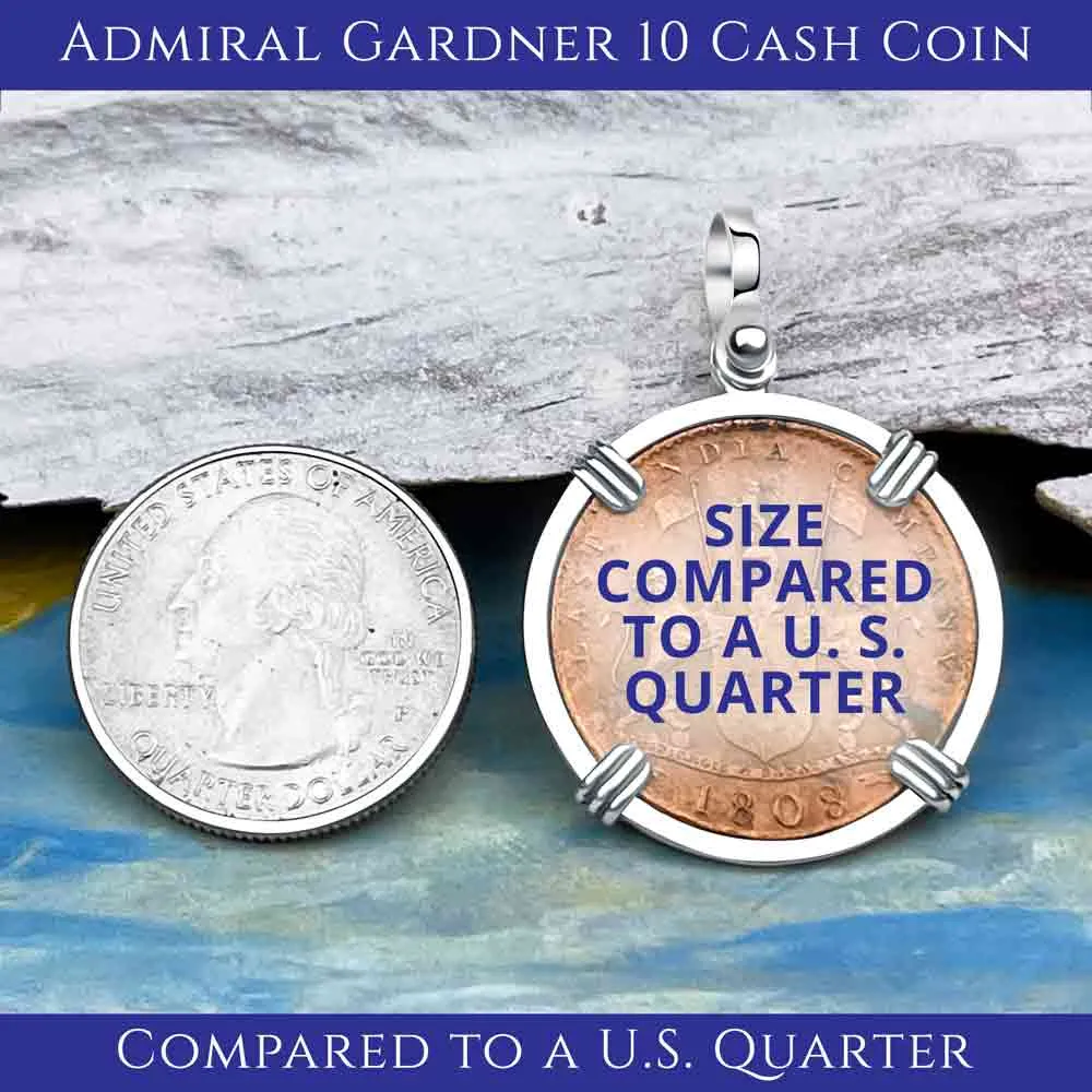 Admiral Gardner Shipwreck Ten Cash Coin Grade 1  14K Gold Pendant | Artifact #8223