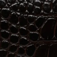 B Pouch Bag In Croc Embossed Espresso Leather