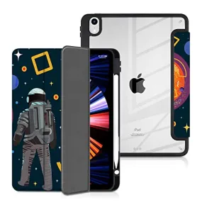 Batianda Case for 11-inch iPad Air 2024 M2 Chip/iPad Air 5th/4th 10.9 inch [Built-in Pencil Holder] Shockproof Cover with Clear Transparent Back Shell TPU Bumper,Auto Sleep/Wake,Gold Blue