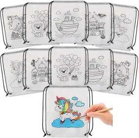 Birthday Popper DIY Coloring Drawstring Sack Bags | Set of 15 | Graffiti Backpack,Coloring Art Classes Party Goodie Bags as Birthday return Gifts for Kids