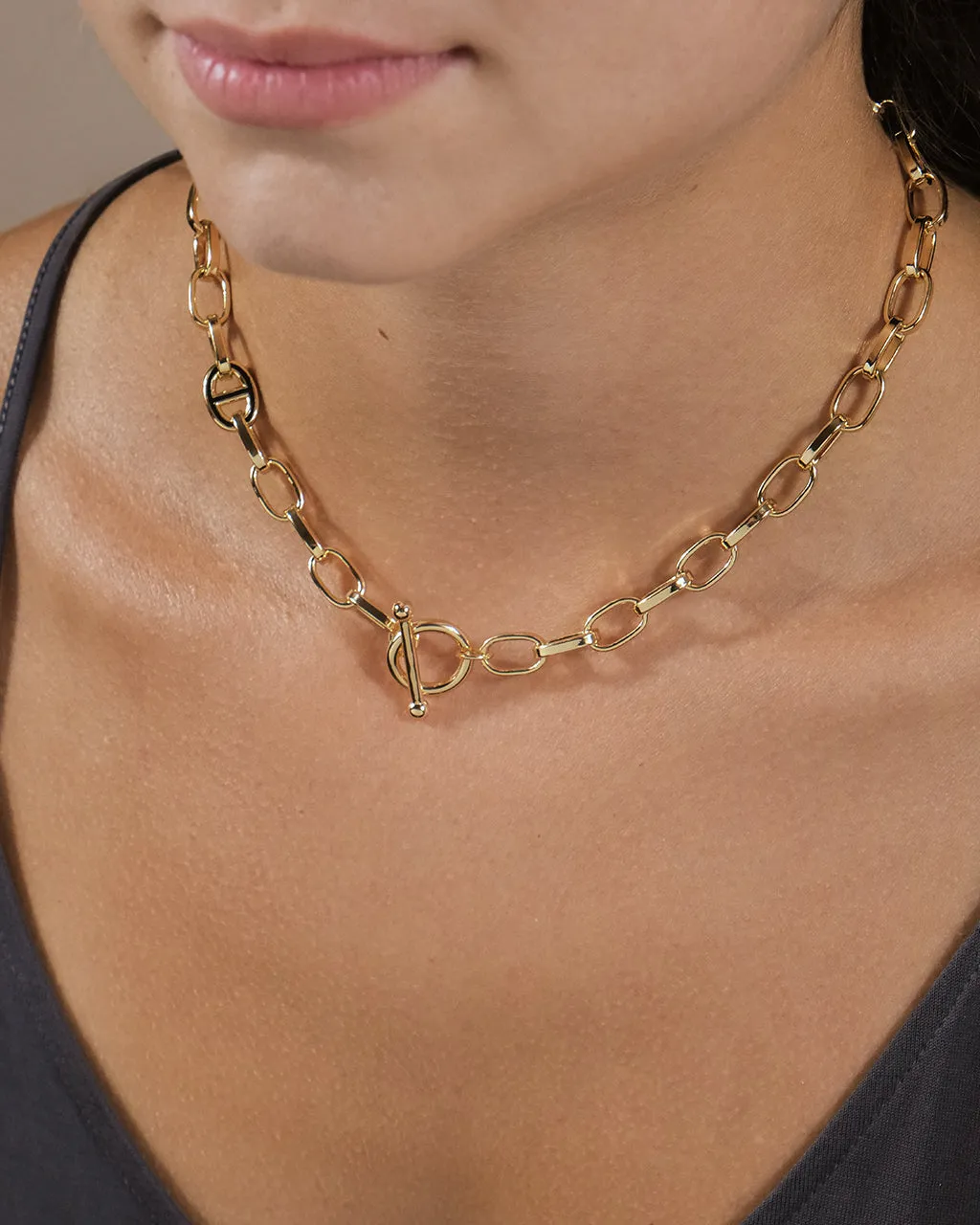 Brynlee Enamel Anchor Chain Toggle Necklace