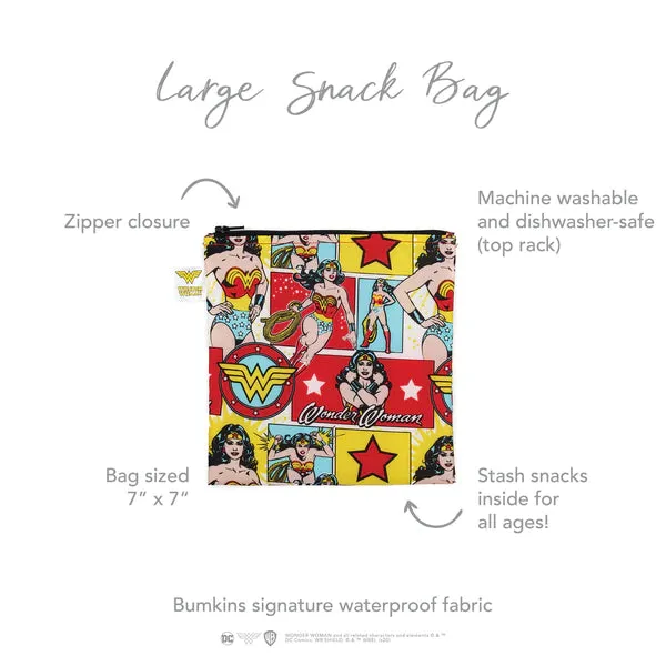 Bumkins Reusable LARGE Snack/Sandwich Bag - Wonder Woman