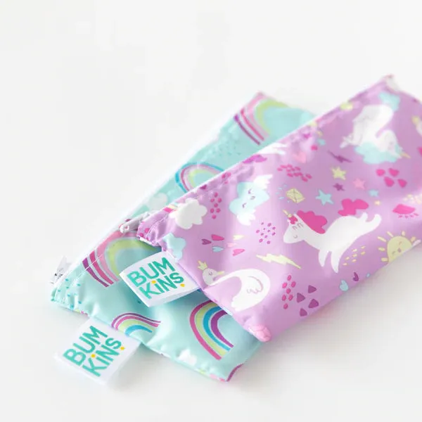 Bumkins Reusable Snack Bag - Twin Pack Rainbows and Unicorns