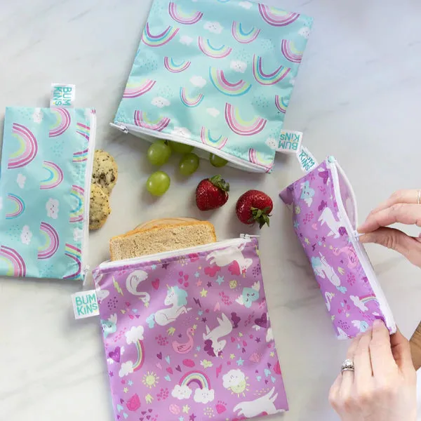 Bumkins Reusable Snack Bag - Twin Pack Rainbows and Unicorns