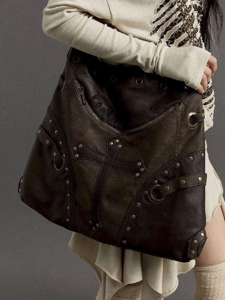 Chain Rivet Leather Bag【s0000010988】