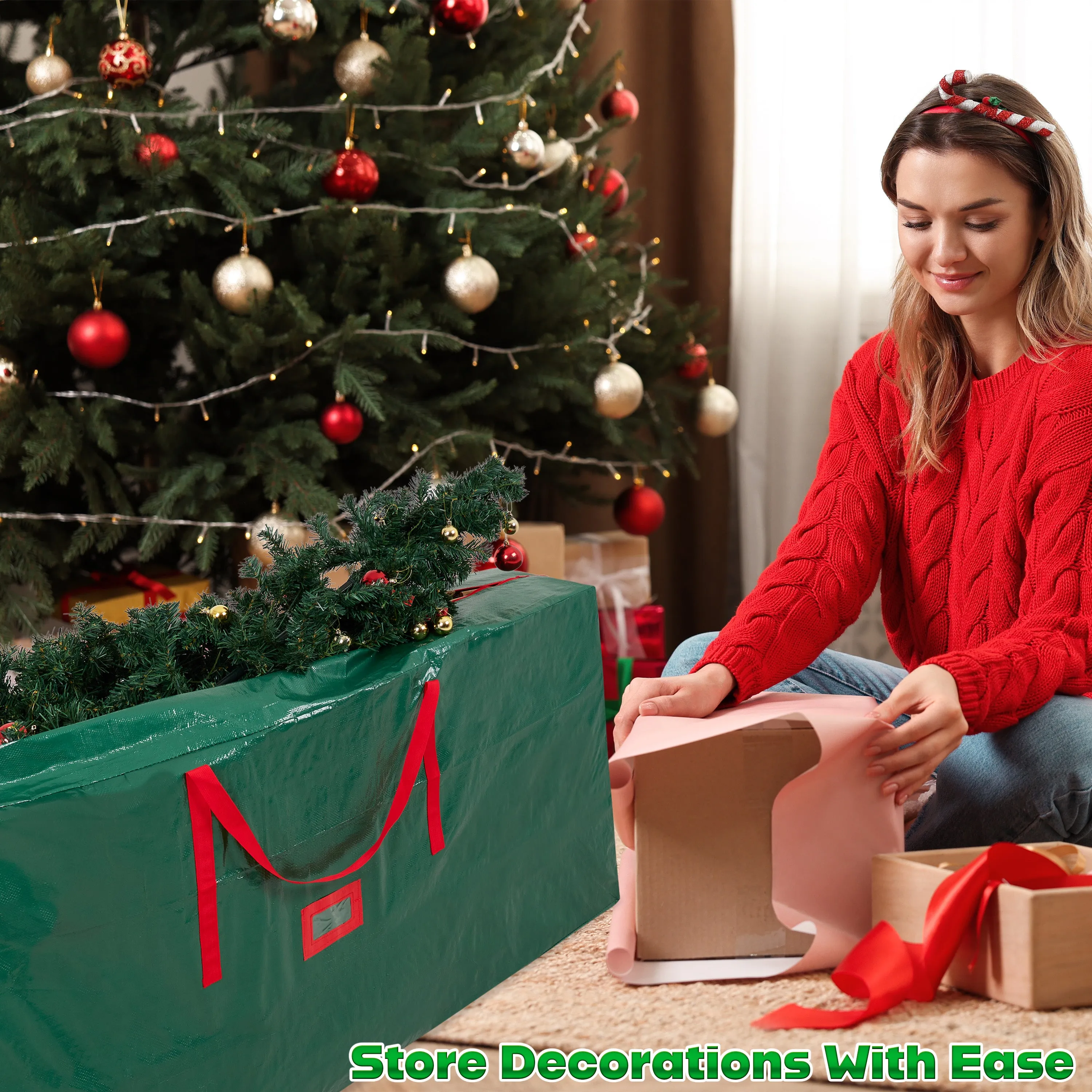 Christmas Tree Storage Bag - Zipped Christmas Storage Tree Bag - Green 160 cm