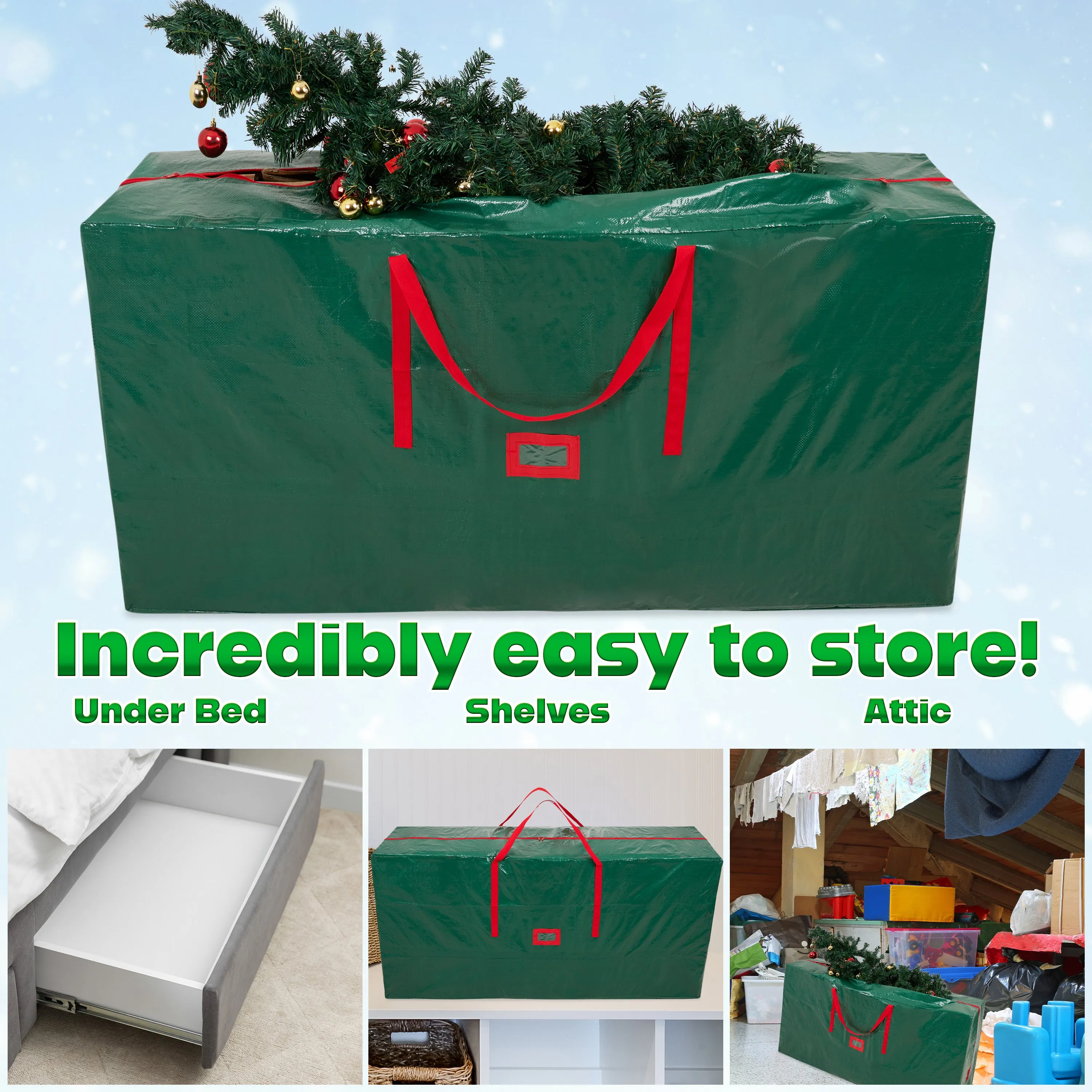 Christmas Tree Storage Bag - Zipped Christmas Storage Tree Bag - Green 160 cm