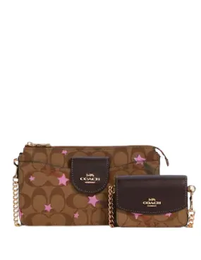 Coach Poppy Crossbody In Signature Canvas With Disco Star Print