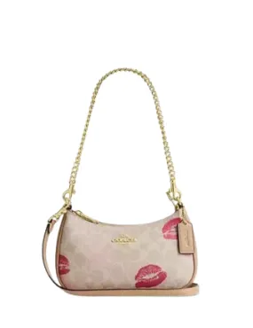 Coach Teri Mini Crossbody Bag In Signature Canvas With Lips Print