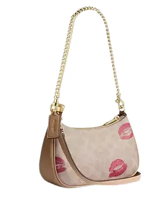 Coach Teri Mini Crossbody Bag In Signature Canvas With Lips Print