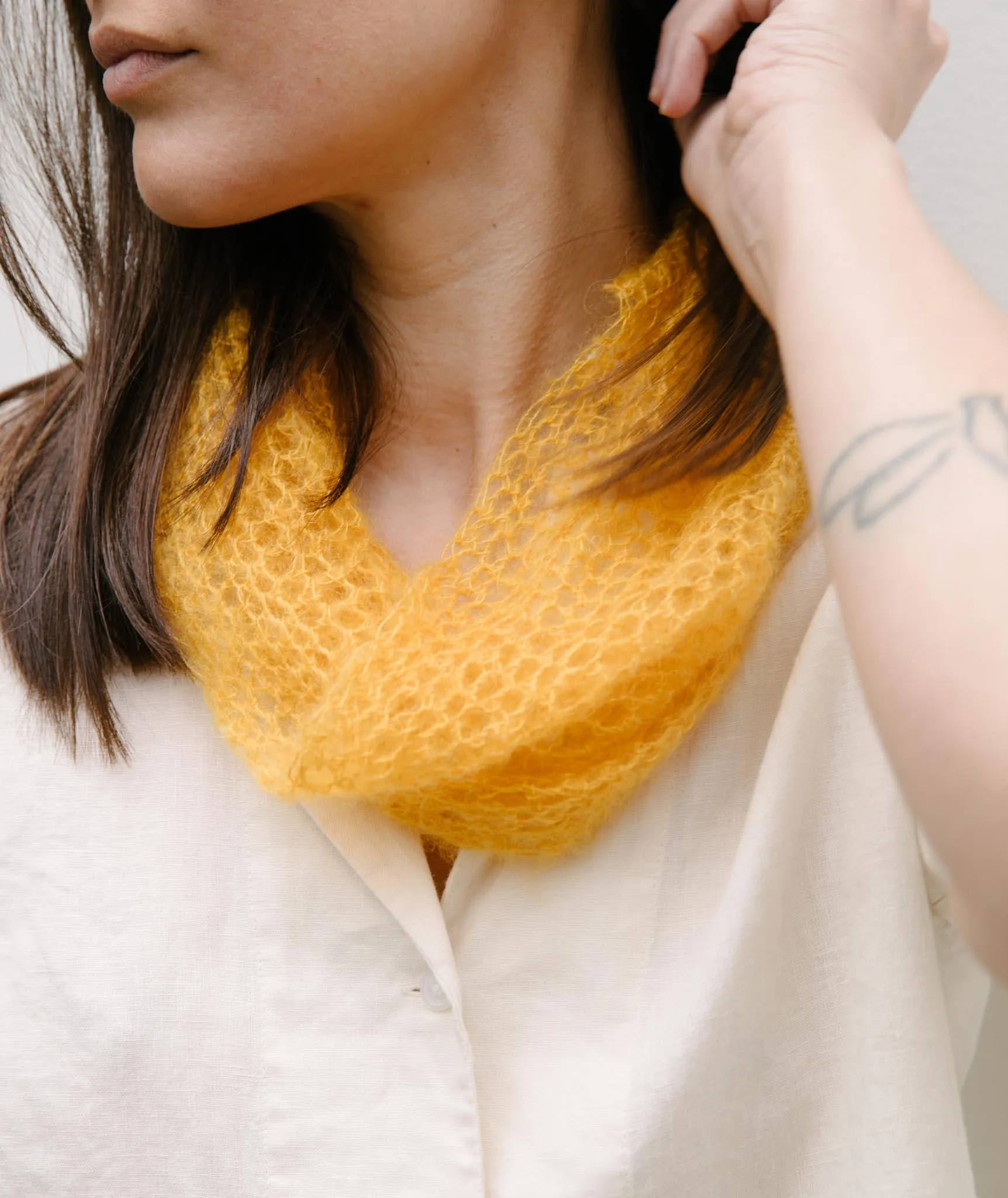 Crocheted Moebius Cowl Using Rowan Kidsilk Haze