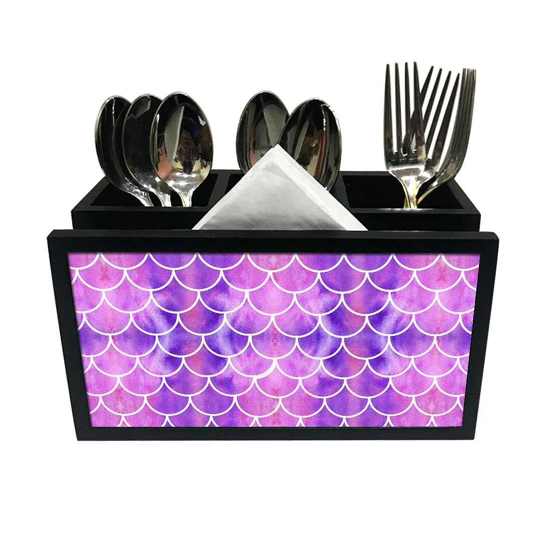 Cutlery Tissue Holder Napkin Stand -  Purple Mermaid Watercolor