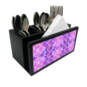 Cutlery Tissue Holder Napkin Stand -  Purple Mermaid Watercolor