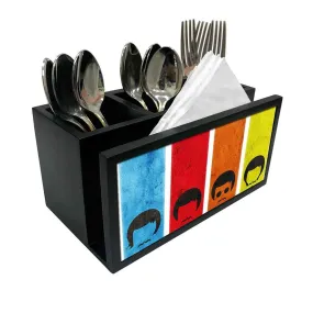 Cutlery Tissue Holder Napkin Stand -  Rainbow Color Faces