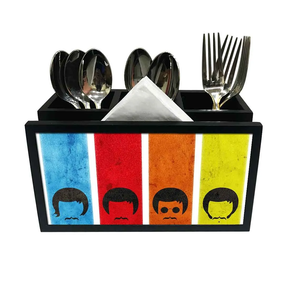 Cutlery Tissue Holder Napkin Stand -  Rainbow Color Faces