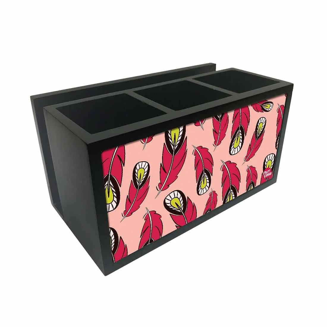 Cutlery Tissue Holder Napkin Stand -  Red Feathers