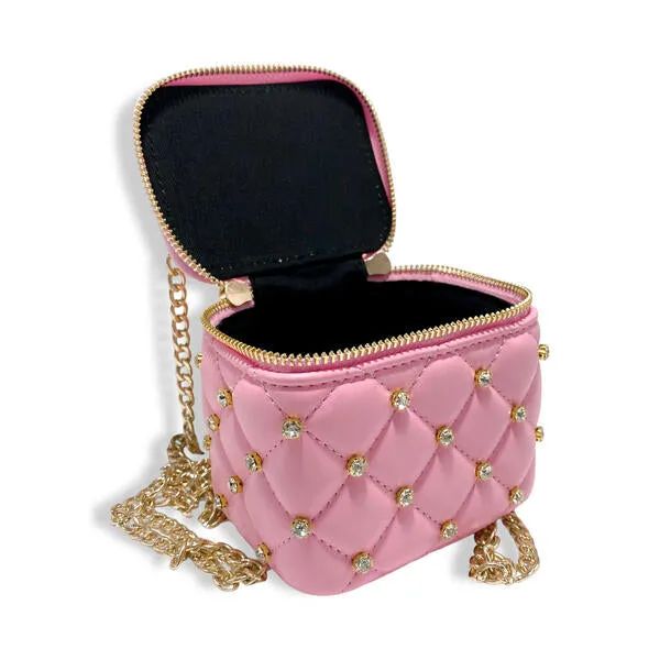 Dark Pink Embellished Vanity Quilted Purse