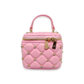 Dark Pink Embellished Vanity Quilted Purse