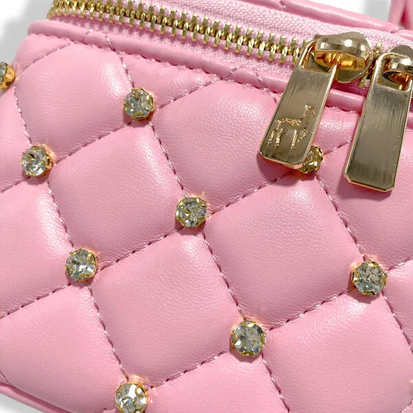 Dark Pink Embellished Vanity Quilted Purse