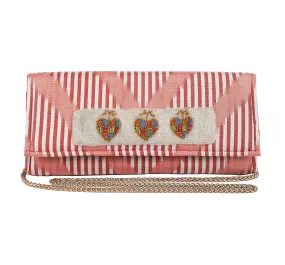 Du Monde Collection - Gasparilla Erzulie Silk Ikat Clutch - Pink, Coral, Multi