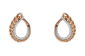 Earrings 18kt Front-Facing Chain & Diamonds Hoops