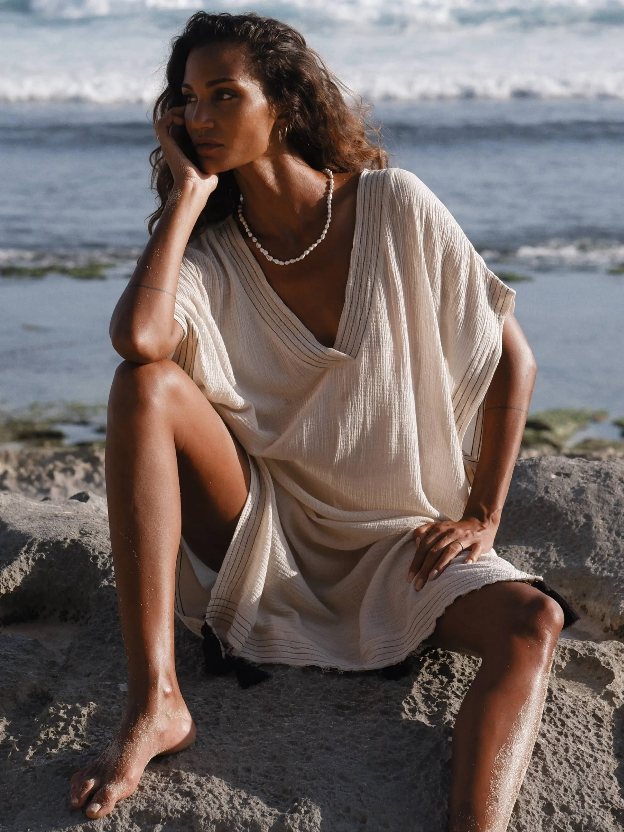 Ela Kaftan - Natural | 100% Turkish Organic Cotton Resortwear