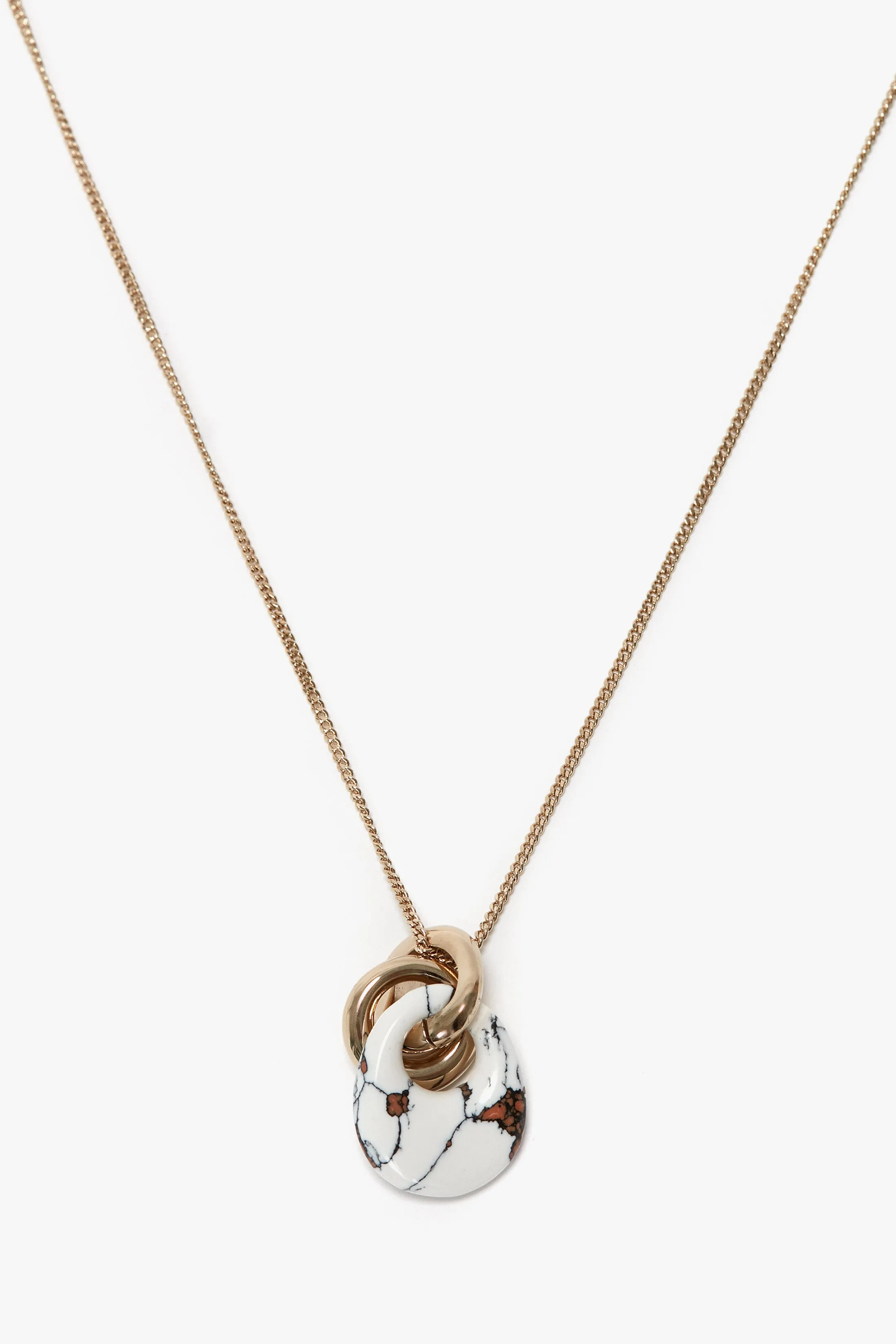 Exclusive Resin Pendant Necklace In Light Gold-White