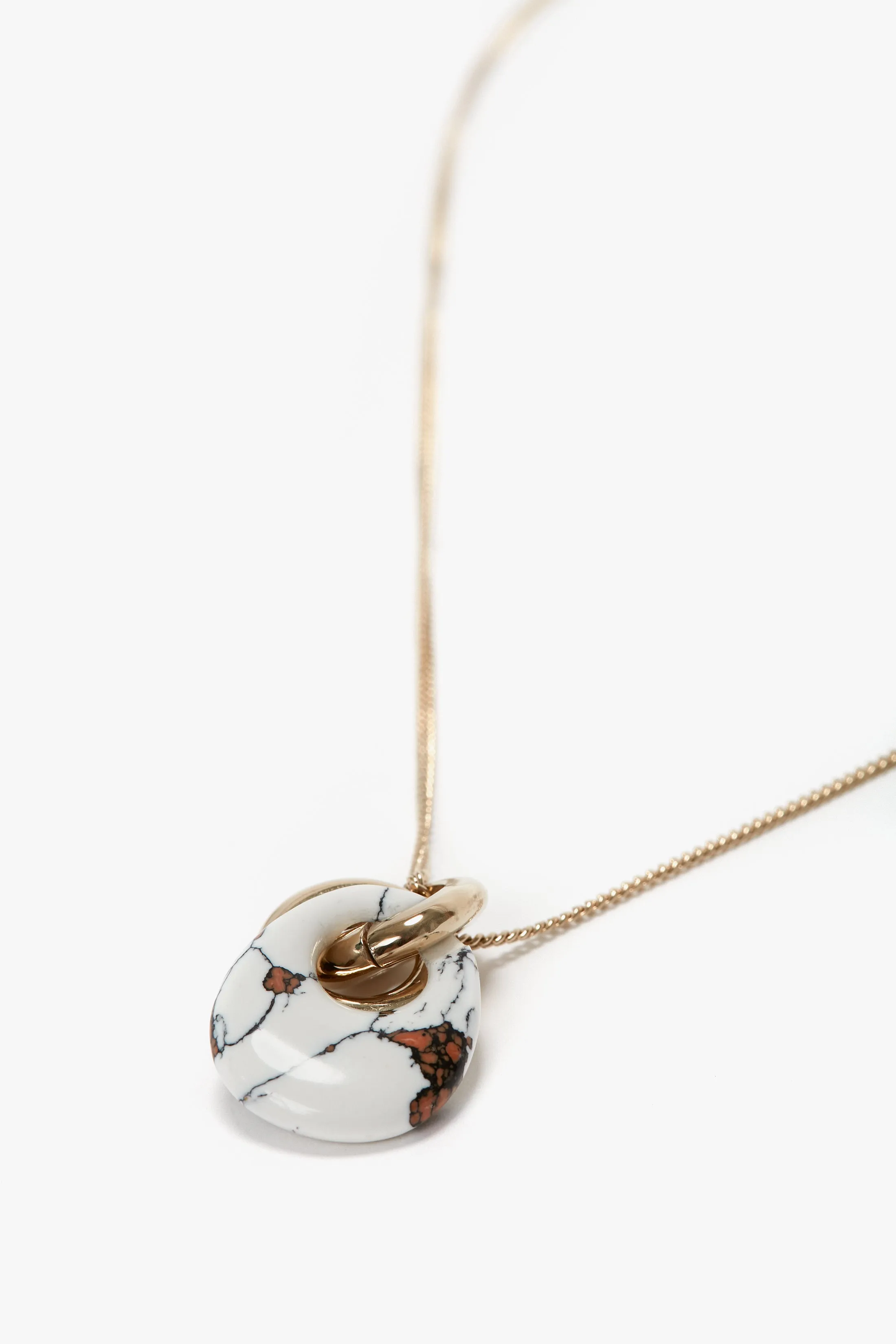 Exclusive Resin Pendant Necklace In Light Gold-White