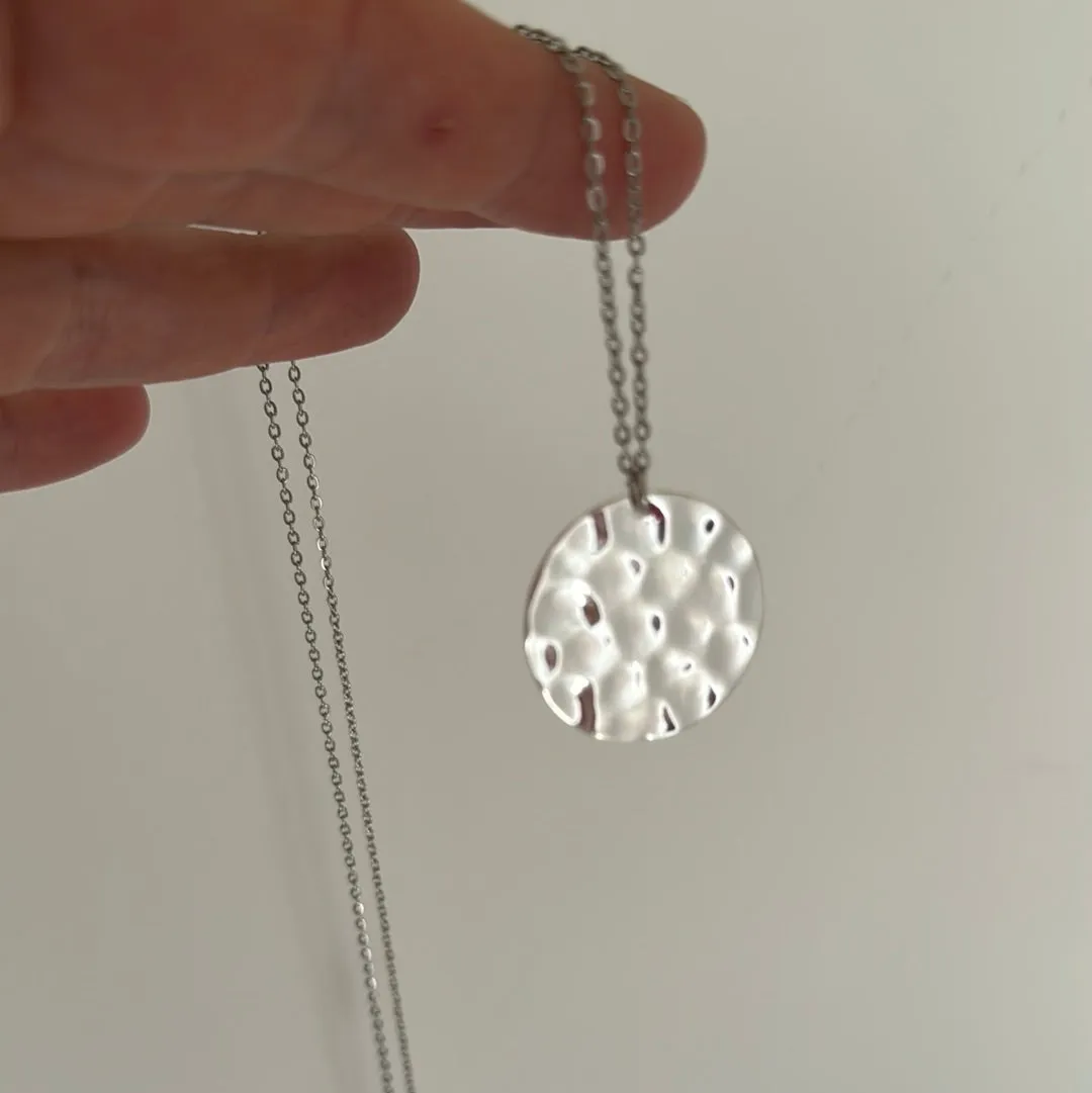 Extra Long Athena Disc Necklace - Silver