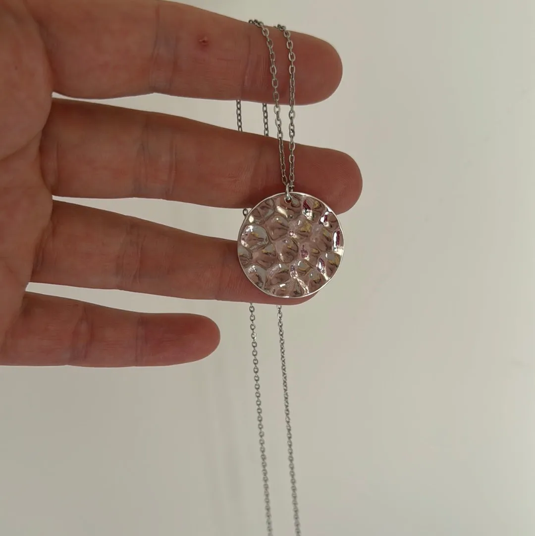 Extra Long Athena Disc Necklace - Silver