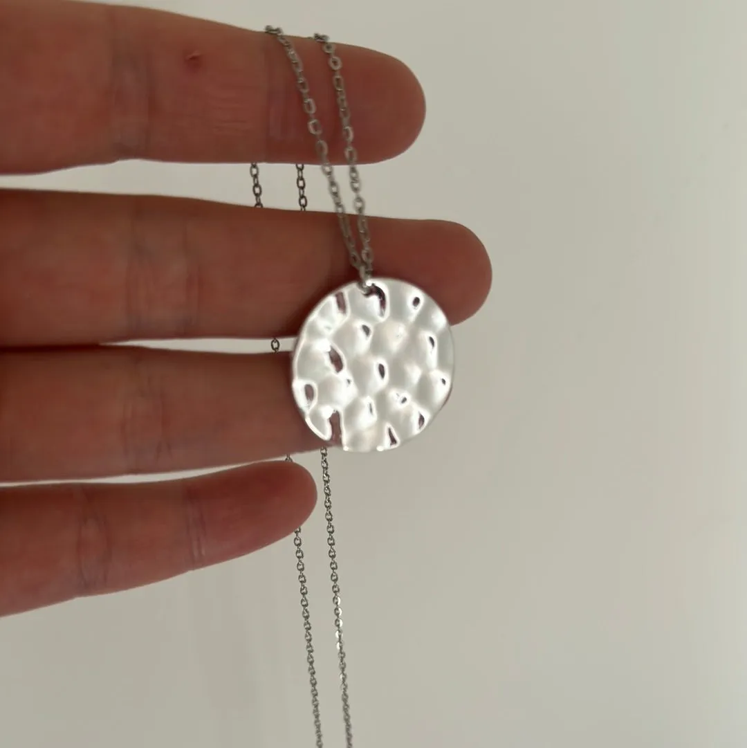 Extra Long Athena Disc Necklace - Silver