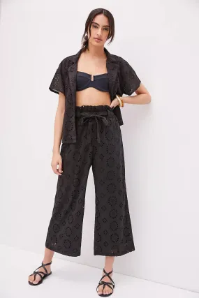 Eyelet Pant Set - Black