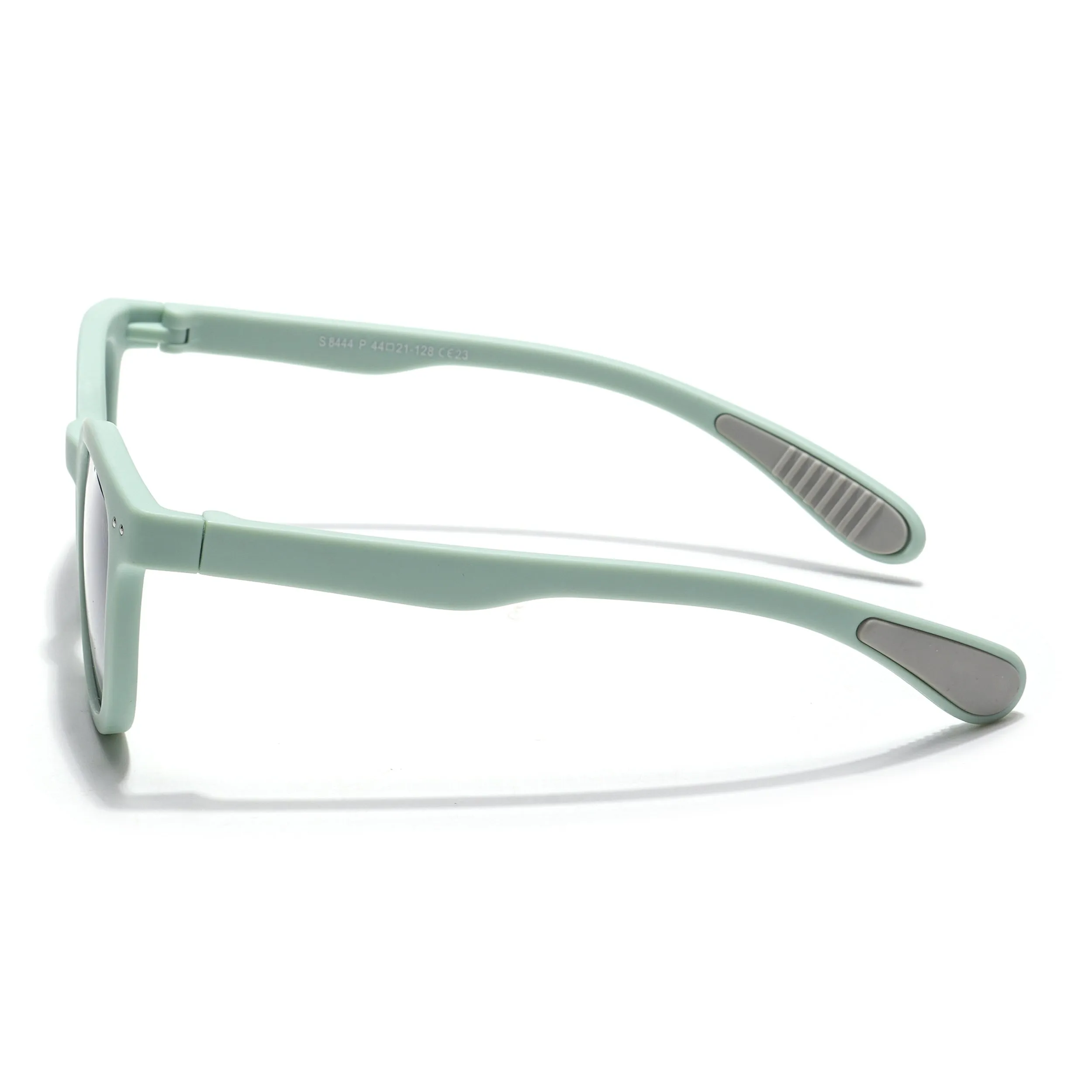 Foldable Round Polarized Sunglasses for Kids -6 yrs To 12 yrs (Black Lens | Parrot Green Frame - PMG5910)