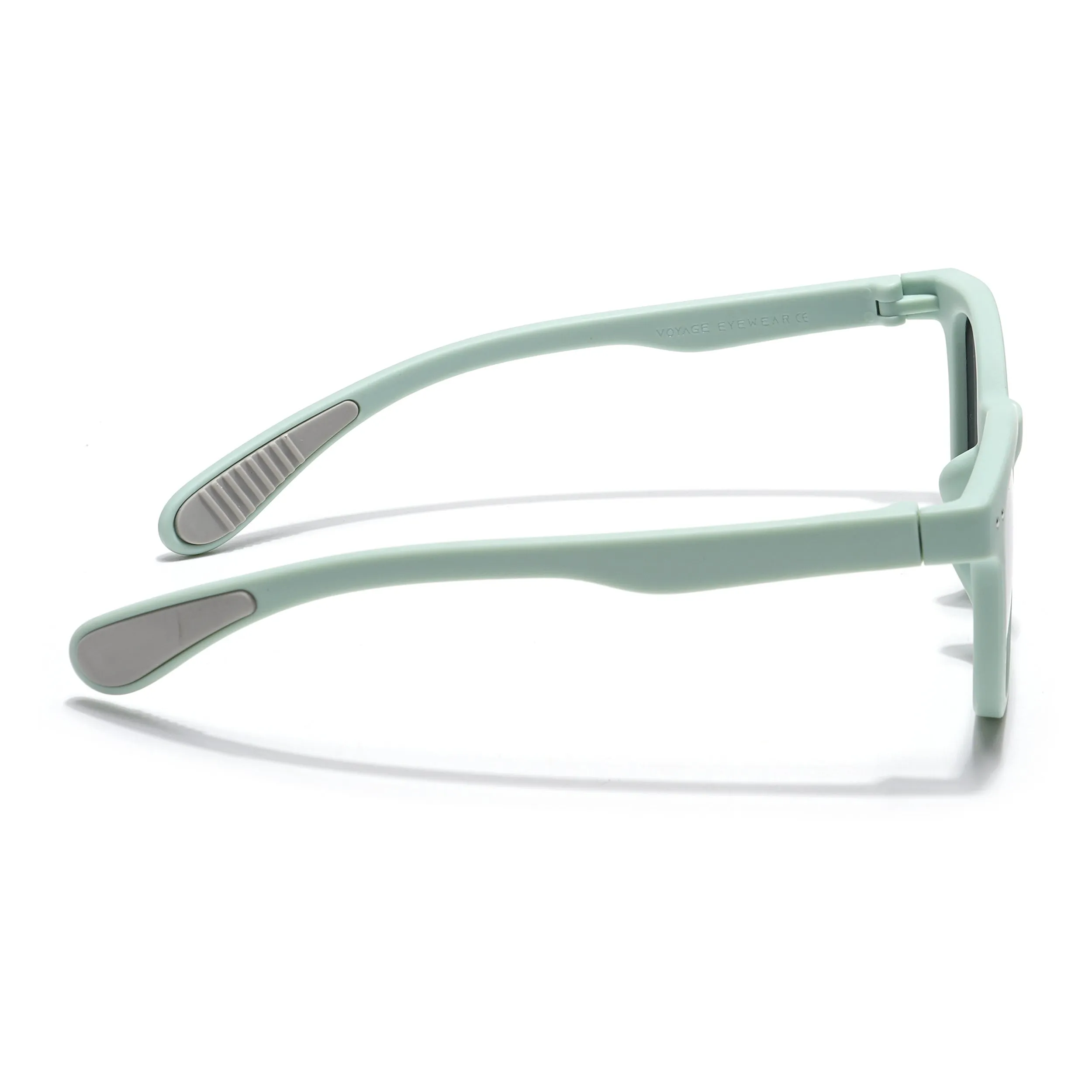 Foldable Round Polarized Sunglasses for Kids -6 yrs To 12 yrs (Black Lens | Parrot Green Frame - PMG5910)