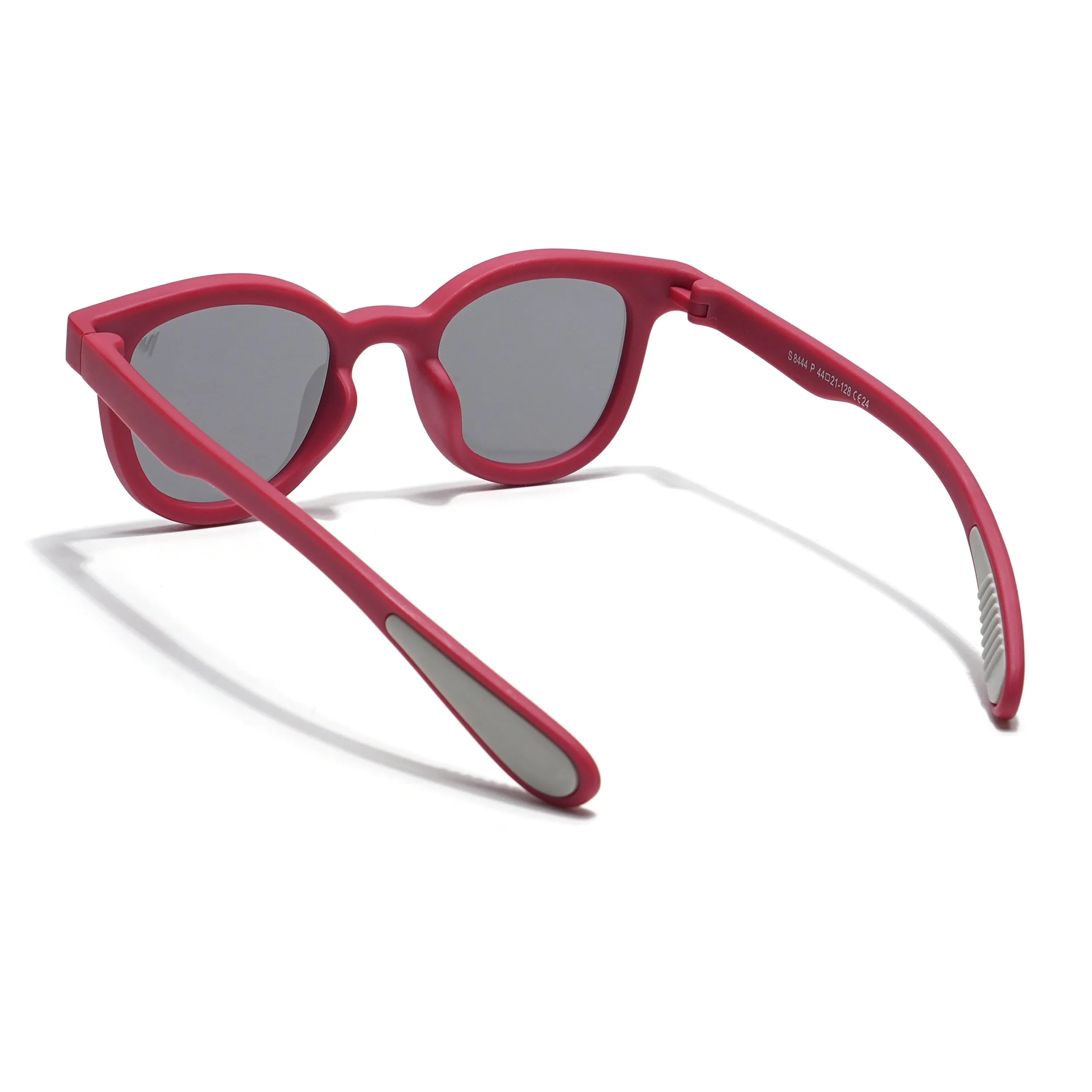 Foldable Round Polarized Sunglasses for Kids -6 yrs To 12 yrs (Black Lens | Red Frame - PMG5913)