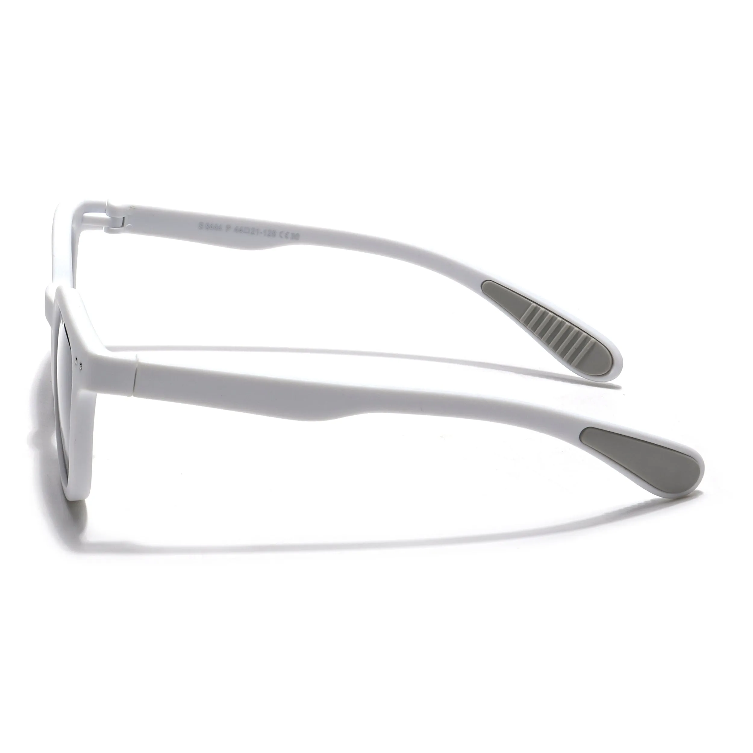 Foldable Round Polarized Sunglasses for Kids -6 yrs To 12 yrs (Black Lens | White Frame - PMG5911)
