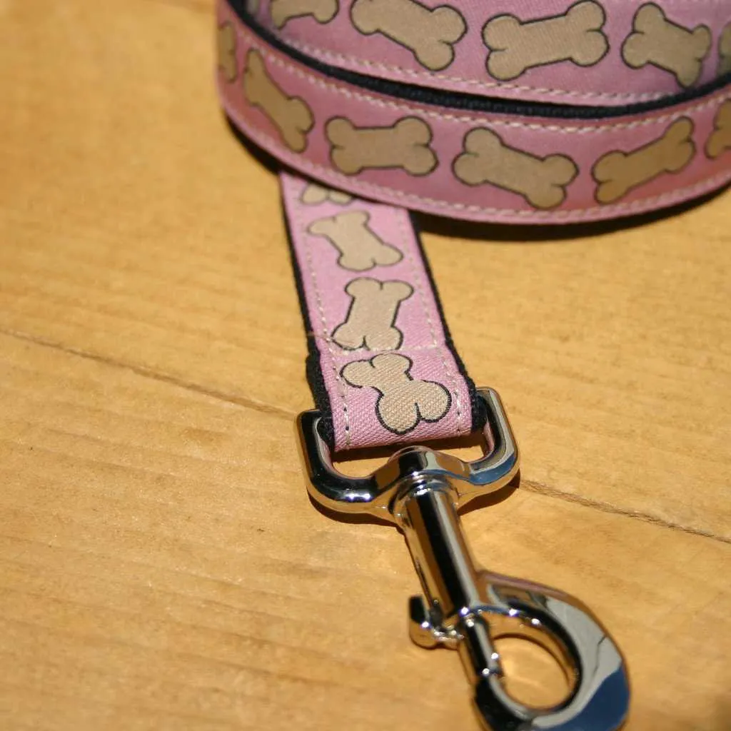 Hemp Dog Leash 6' Pink Bones