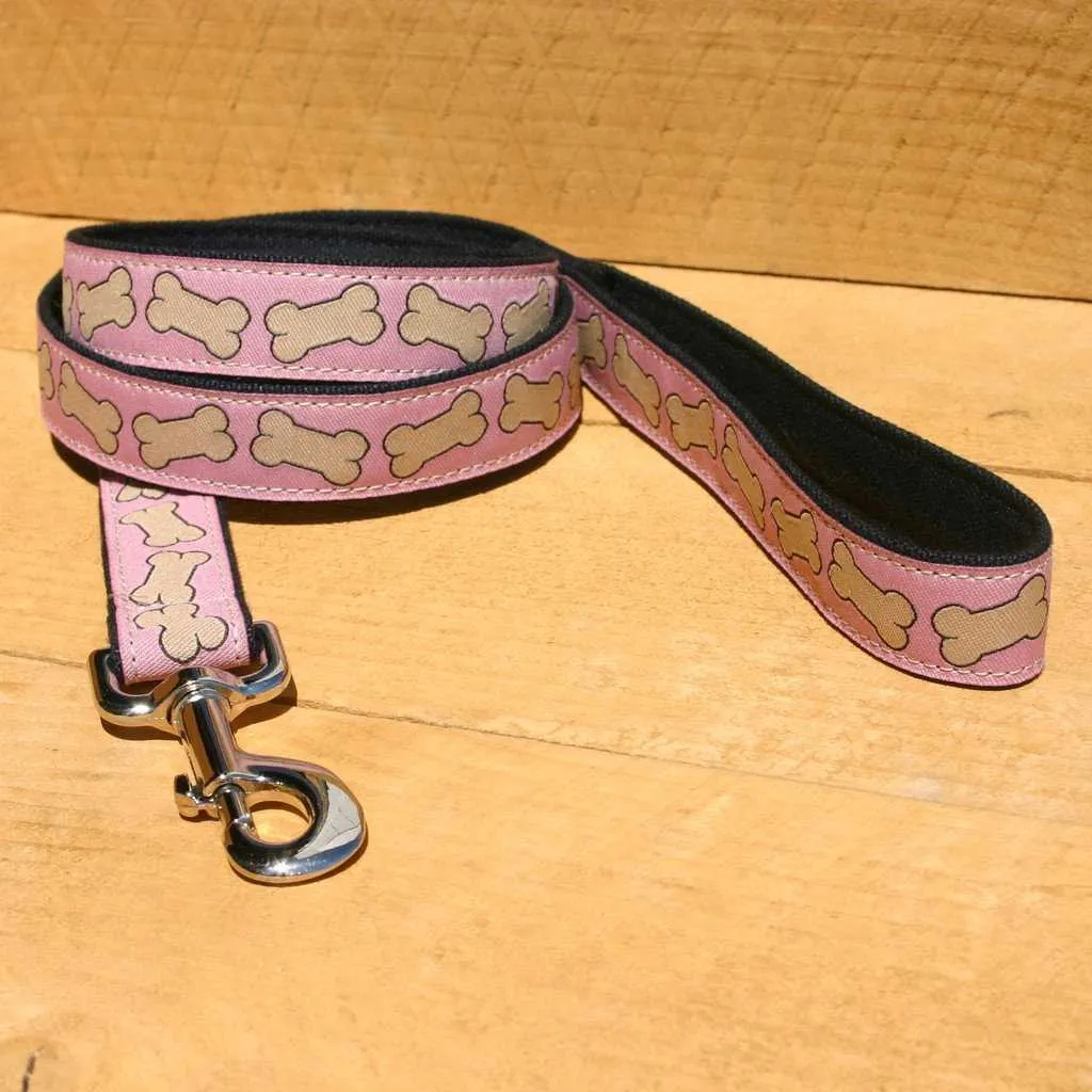 Hemp Dog Leash 6' Pink Bones