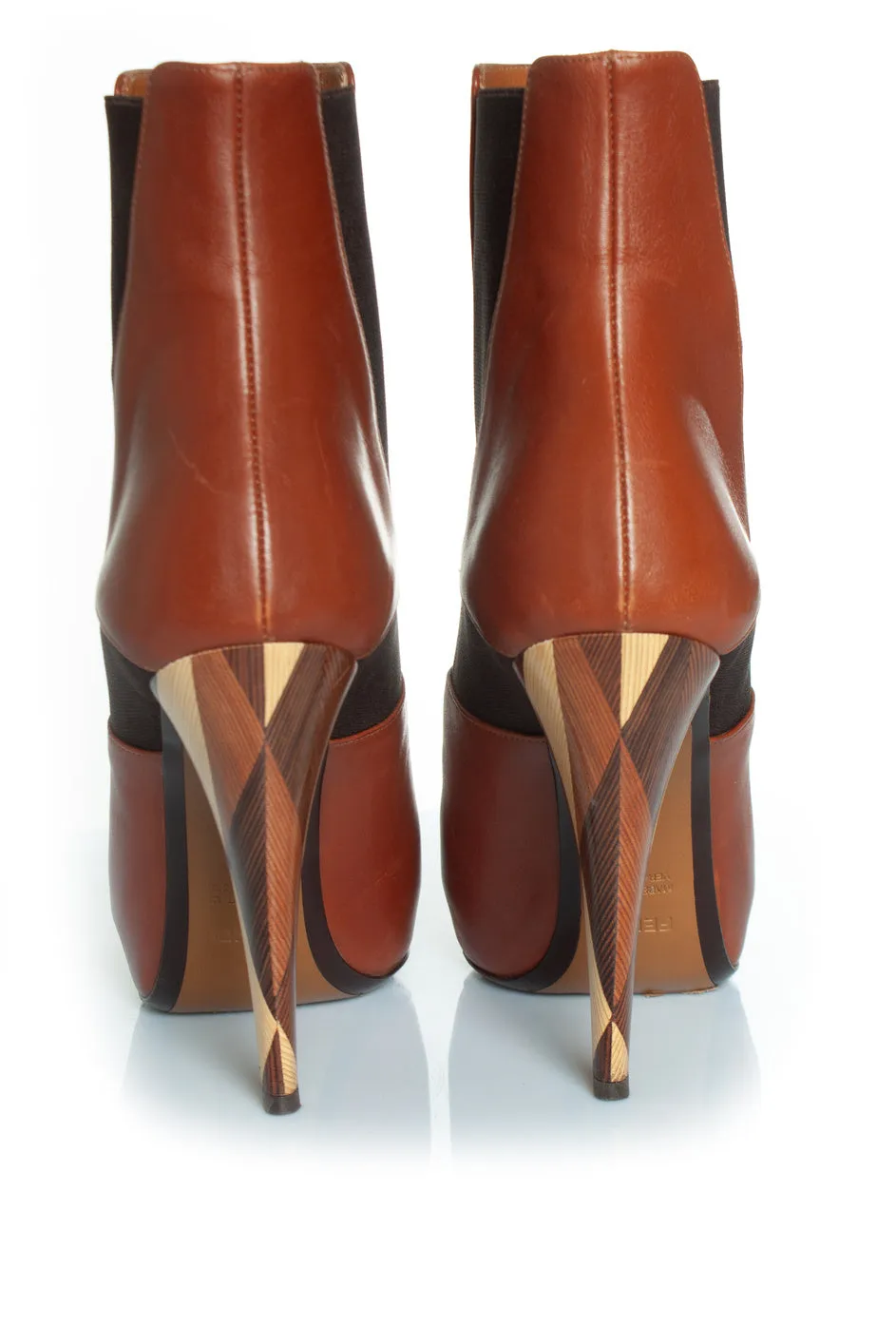 hidden platform boots in cognac leather
