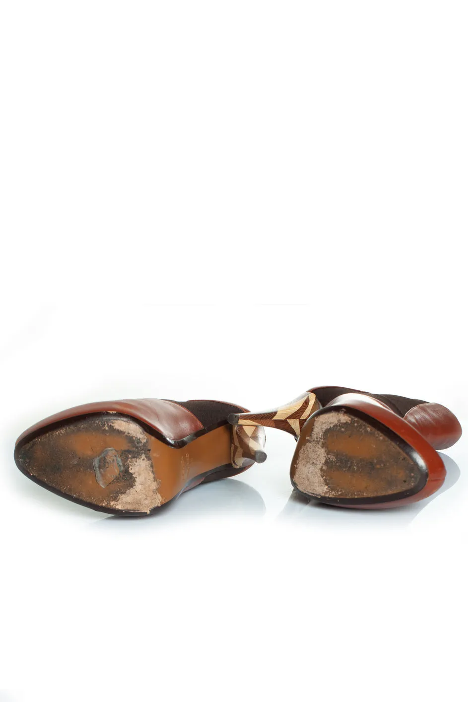 hidden platform boots in cognac leather