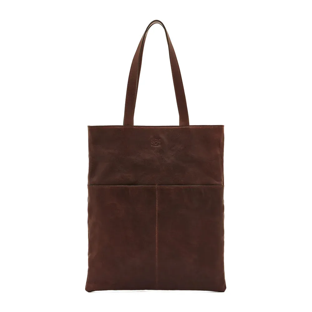 Il Bisonte Oriuolo Tote Bag Vintage Leather Coffee