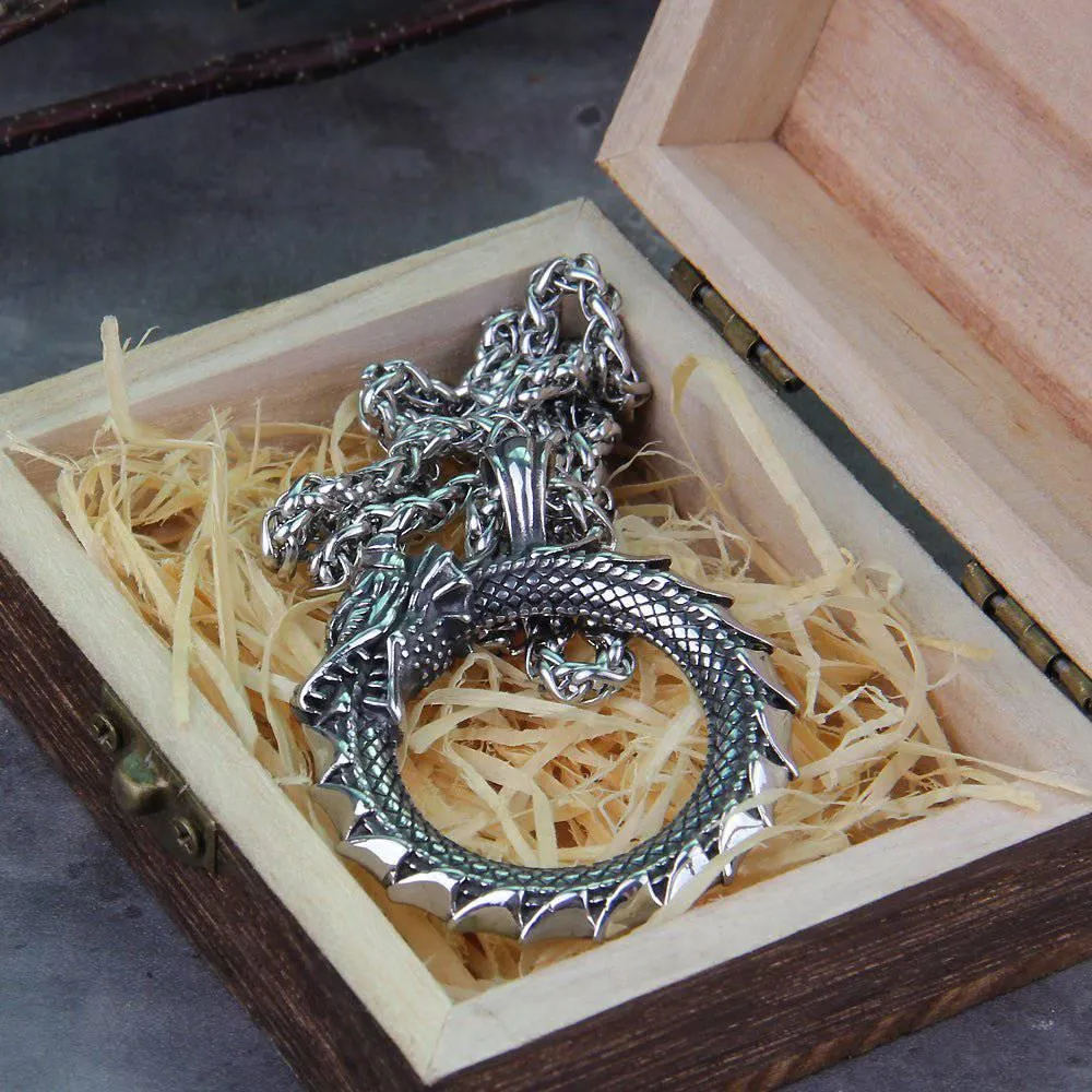 Jormungandr Ouroboros Pendant - Stainless Steel