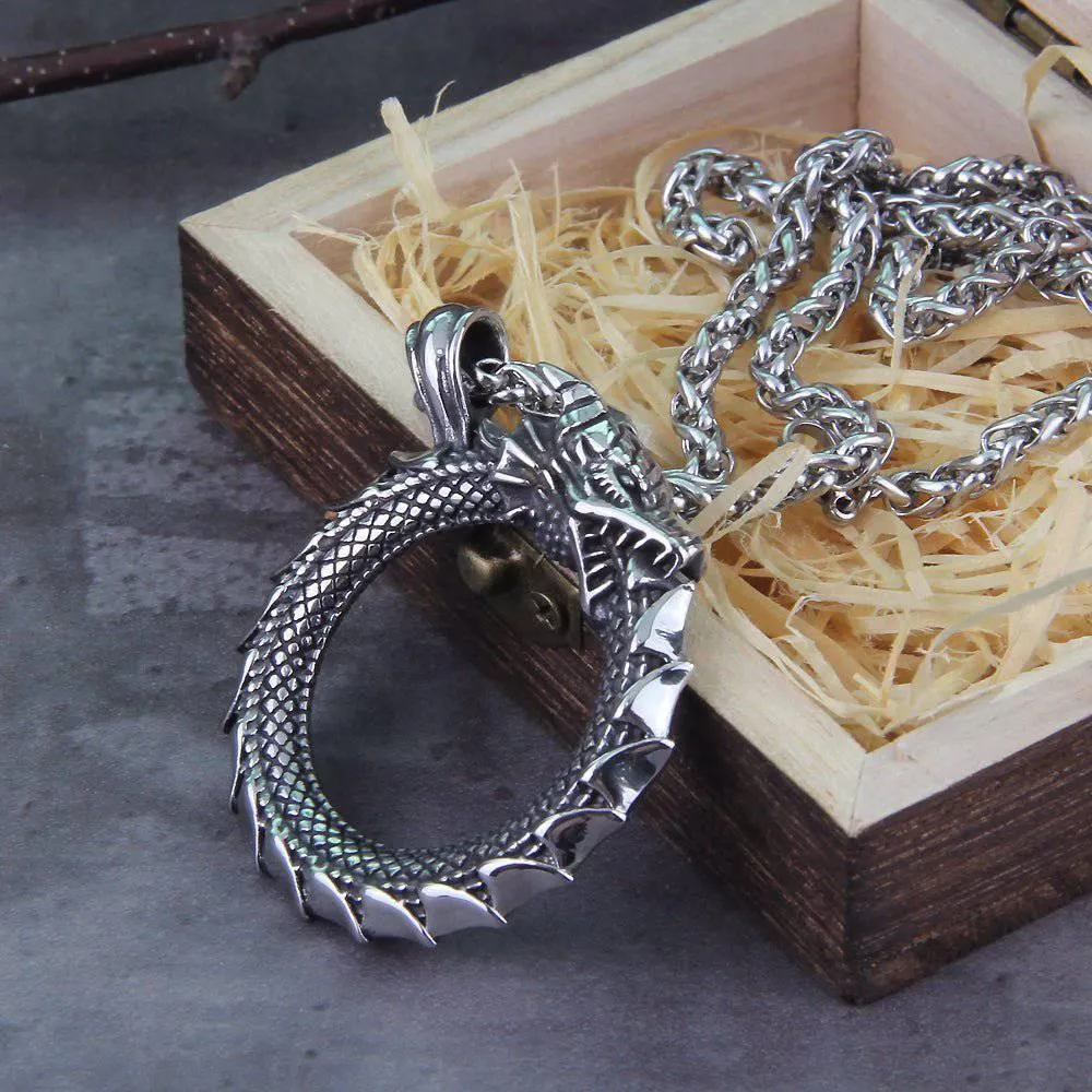 Jormungandr Ouroboros Pendant - Stainless Steel