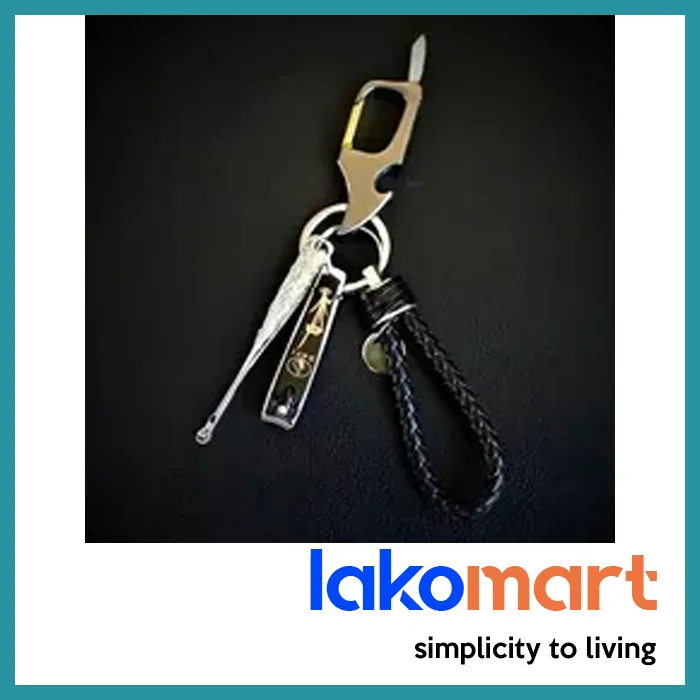 Key Chain with Foldable Knife & Bottle Opener