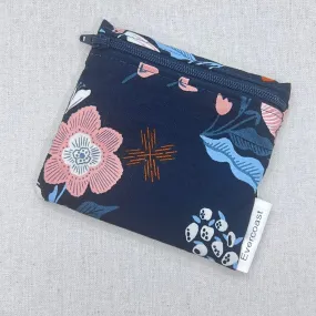 Navy and Coral Floral Reusable Mini Snack Bag