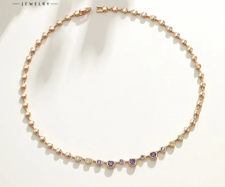Night's Dream rainbow-colored necklace is fashionable and sexy clavicle chain, light luxury