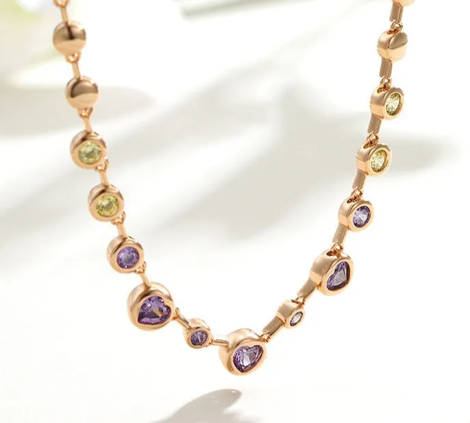 Night's Dream rainbow-colored necklace is fashionable and sexy clavicle chain, light luxury