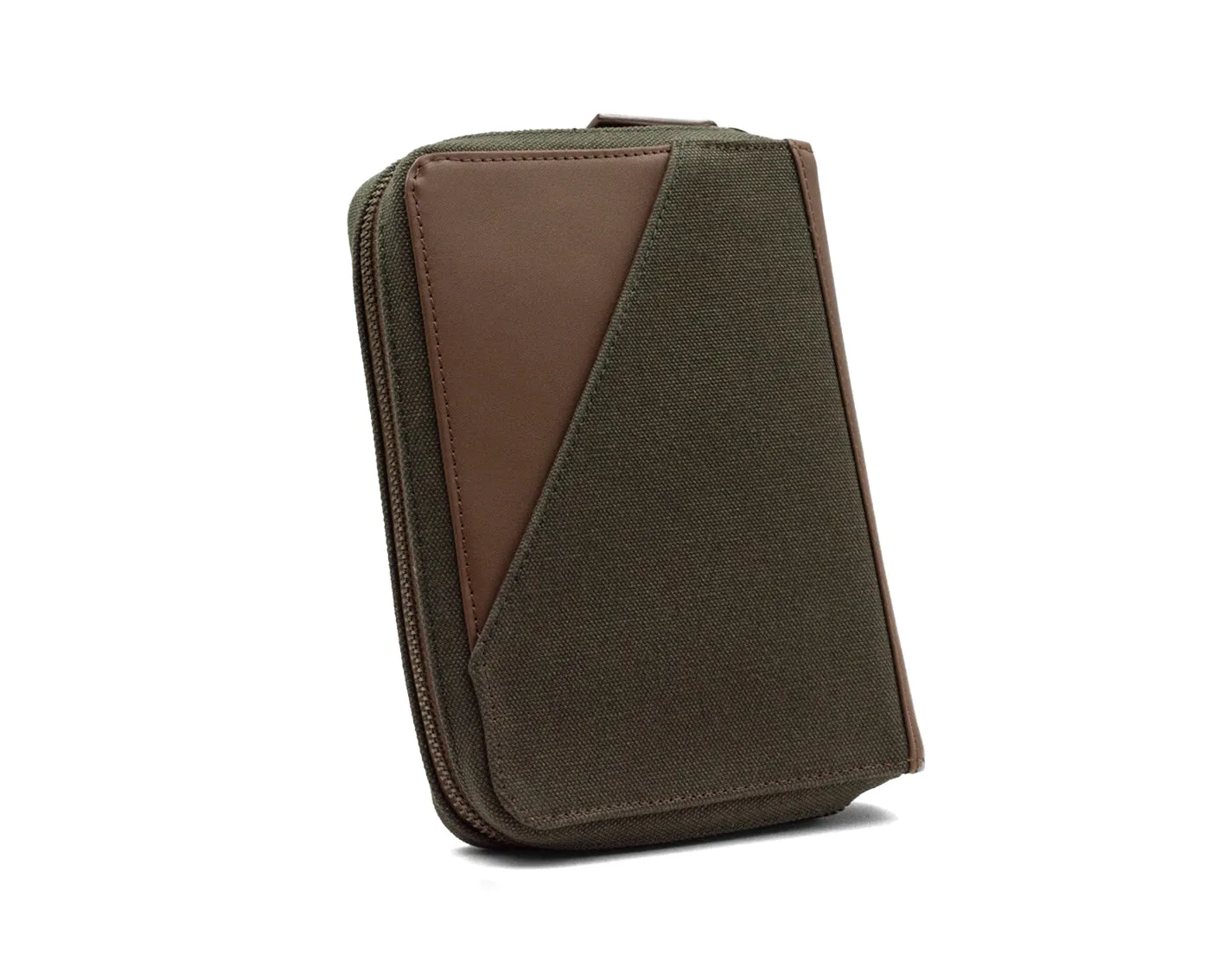 Nomad Passport Organiser - Green Canvas   Tan Leather