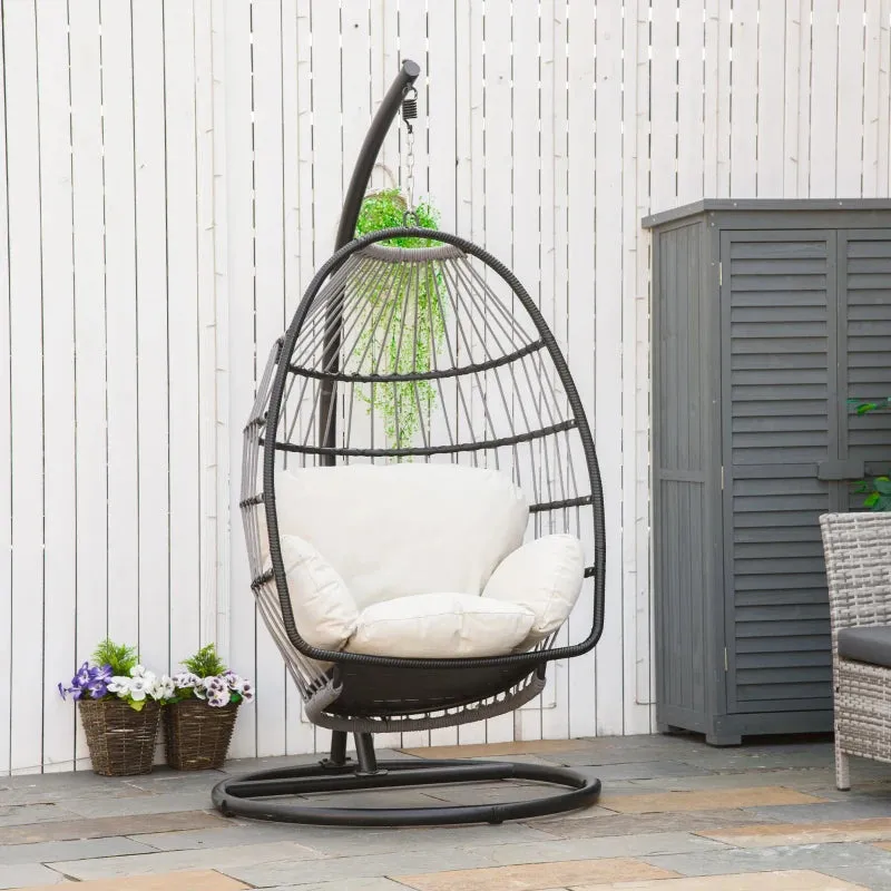 Outsunny Rattan Hanging Egg Chair Black